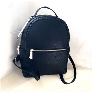Black vegan leather backpack